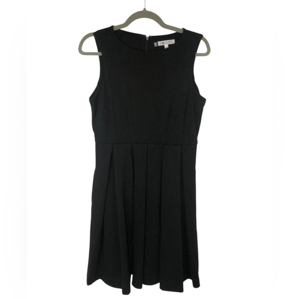 Jennifer Lopez Black Mini Dress Fit and Flare w/ Box Pleats Sleeveless Pockets